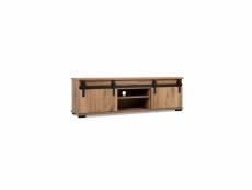 Manzano meuble tv 2 portes coulissantes - decor chene - 160 x 40 x 50 cm 003091