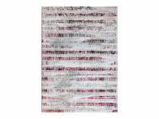 Mediane stries - tapis graphique stries gris rouge 160x230