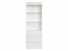 Merida - bibliothèque stye moderne - 3 niches + 3 tiroirs - 60x35x180 cm - blanc