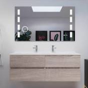 Meuble double vasque 140 cm rosaly avec miroir Excellence- Bois- Plan vasque en - Bois