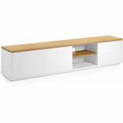 Meuble TV Abilen en placage de chêne et laqué blanc 200 x 44 cm FSC 100% - Blanc - Kave Home