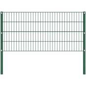Panneau de clôture avec poteaux Fer 1,7 x 0,8 m Vert