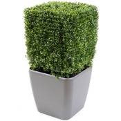 Plante artificielle haute gamme Spécial extérieur, Buis carré artificiel couleur vert - Dim : 85 x 50 cm