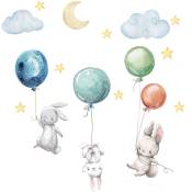 Posters décoratifs pour chambre d'enfant (fille) - Motif Animaux de la jungle + Ballon gonflable - Gris/Rose