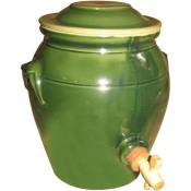 Pot à vinaigre en grès avec robinet - 4 L - vert