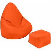 Pouf enfants Chaise de jeu - résistant à l'eau Siège pouf pour enfants avec Repose-pieds pour intérieur et extérieur - Orange(Pouf avec Repose-pieds)
