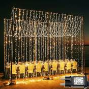 Rideaux lumineux de Noël 6m x 3m, 600 guirlandes LED,