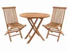 Salento - ensemble table ronde et chaises en teck -