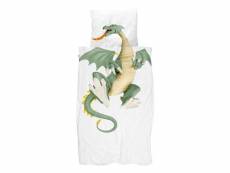 Snurk dragon housse de couette - 100% coton bio - 1-personne (140x200/220 cm + 1 taie) - blanc SMUL100124191
