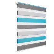 Store enrouleur zebra day and night rouleau double couche 80x150cm blanc gris turquoise - Blanc
