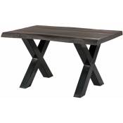 Table à manger 140x90 en bois de manguier laqué gris