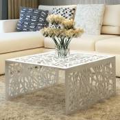 Table basse argentee Design geometrique Aluminium