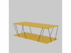 Table basse milanda 120x50cm métal noir et bois jaune