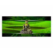 Tableau bois bouddha en vert - 150 x 60 cm - Vert
