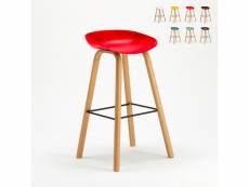 Tabouret de bar café cuisine et salon chaise effet bois towerwood - rouge Superstool