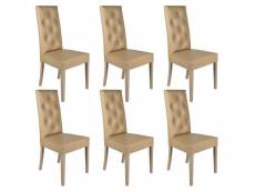 Trevi - lot de 6 chaises simili taupe et pieds laqués