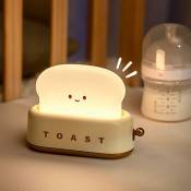 Veilleuse Bébé, Veilleuse Enfant Toaster, led Lampe de Chevet à Intensité Variable, Petite Veilleuse Rechargeable usb, Lampe avec Fonction Minuterie,