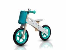 Vélo en bois à deux roues sans pédales et panier pour enfant balance bike ride