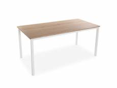 Versa amaia table à manger pour cuisine, terrasse, jardin ou salle à manger, dimensions (h x l x l) 79 x 80 x 160 cm, bois et métal, couleur blanc 103