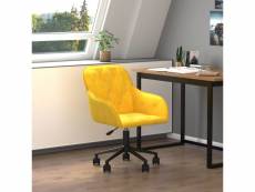 Vidaxl chaise pivotante de bureau jaune velours