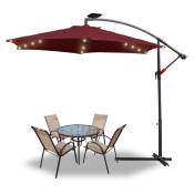 Vingo - 3m parasol UV40+ camping pendule parasol pavillon led solaire jardin parasol avec led -rouge - rouge