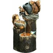 Xinuy - Fontaine de cascade empilée d'écureuil solaire avec lumières led et pompe, statue de fontaine de jardin d'écureuil en résine pour jardin de