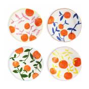4 assiettes à motifs orange 22 cm Orange Twig - &Klevering