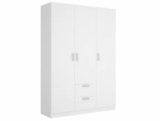 Armoire placard meuble de rangement coloris blanc - longueur 150 x profondeur 52 x hauteur 215 cm