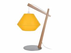 Belfort cone - lampe de chevet arqué bois naturel et jaune 64229