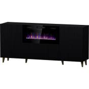 Bim Furniture - Commode pafos 180 cm noir mat + cheminée électrique
