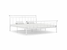Cadre de lit blanc métal 200x200 cm