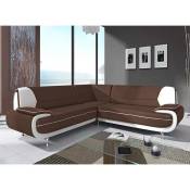 Canapé d'angle design marron et blanc marita xl -