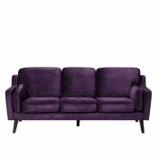Canapé Fixe 3 Places Revêtement en Velours Haut de Gamme Violet et Rembourrage Épais pour Salon au Design Rétro Beliani Violet