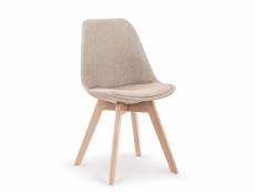 Chaise confort bois massif et tissu beige bertil 109