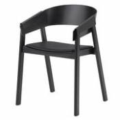 Chaise Cover / Bois - assise cuir - Muuto noir en bois