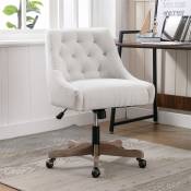Chaise de bueau, chaise à coque pivotante pour le salon, chaise moderne pour les loisirs, 43x42x81-91cm, beige
