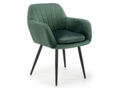 Chaise en velours vert avec coussin d'assise et pieds en métal noir amy 125