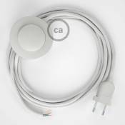 Cordon pour lampadaire, câble RC01 Coton Blanc 3 m. Choisissez la couleur de la fiche et de l'interrupteur Blanc