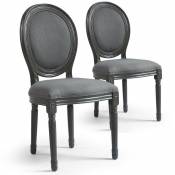 Cotecosy - Lot de 20 chaises de style médaillon Louis xvi Gris Tissu Gris - Gris / Gris