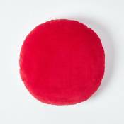 Coussin rond en velours Rouge, 40 cm - Rouge - Homescapes