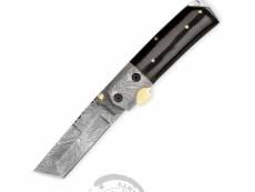 Couteau de poche pliant avec lame damas de 7,62 cm