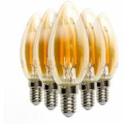 Eclairage Design - Lot de 5 Ampoules led E14 C35 Ambrée Filament 4W
