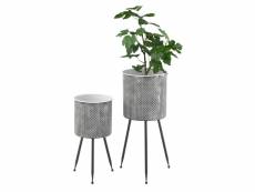 Ensemble de 2 supports de plantes lot pot de fleur set cache-pot set bac à fleurs vase métal de tailles différentes noir blanc [en.casa]