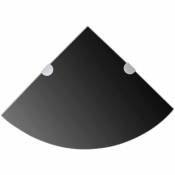 Etagère d'Angle avec Supports Chromés Verre Noir 35x35 cm