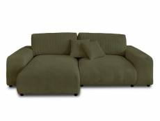 Garance - canapé d'angle réversible - 4 places - en velours côtelé - lisa design - vert