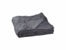 Grande couverture polaire plaid douillet lavable 200 x 220 cm gris helloshop26 2013086