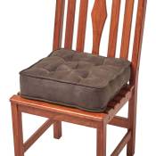 Homescapes - Galette de chaise coussin rehausseur en suédine Chocolat, 40 x 40 x 10 cm - Chocolat