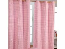 Homescapes rideaux vichy rose à oeillets 100% coton