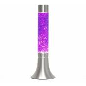 Lampe à Lave yvonne au design rétro argenté avec liquide pailleté violet Ø13cm H:38 cm G9 - Paillettes, violet, argent - Rouge pailleté, argent
