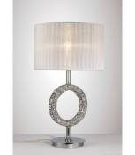 Lampe de Table Florence rond avec Abat jour blanc 1 Ampoule chrome poli/cristal